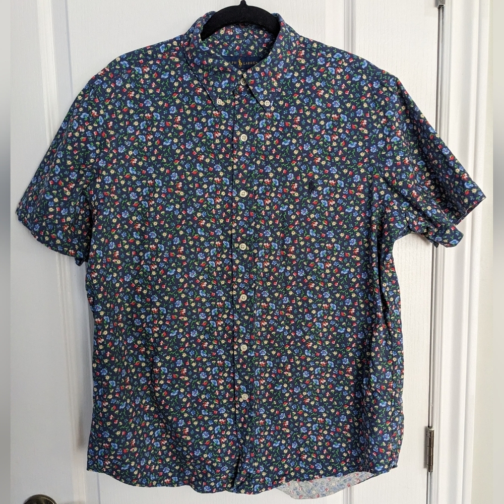 Ralph Lauren mini Floral Button-Down Shirt dark blue large